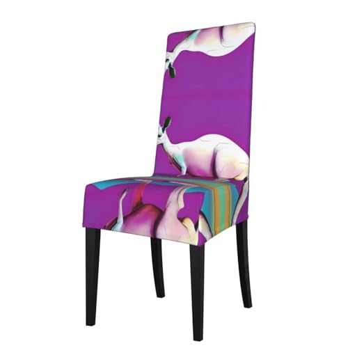 YYHHAOFA Fundas extraíbles para sillas de comedor con estampado de canguro de mármol, suaves, cómodas, resistentes a las arrugas, no necesita planchado, elásticas para la mayoría de sillas sin