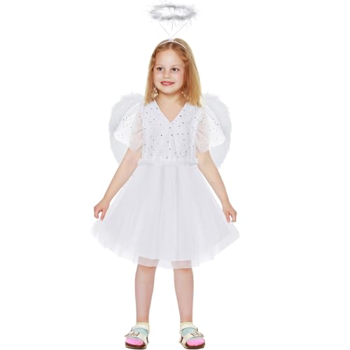 Disfraz completo de ángel blanco para niñas 10-12 años miniatura 1