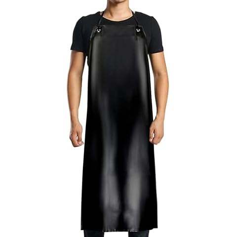 Homsolver Vinyl Waterproof Apron - Black Dishwasher Apron, Heavy Duty Industrial Chemical Resistant Lab Apron, Stay Dry for Cleaning Car, Dishwashing, Butcher, Dog Grooming Cover