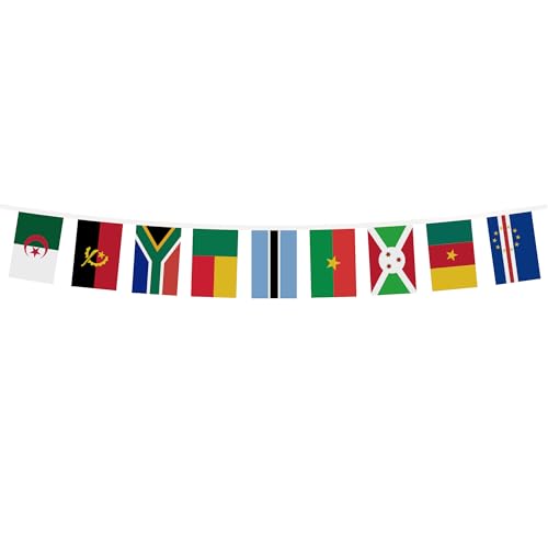 Image of AZ FLAG 54 African Countries 16 meters BUNTING Flag 54 flags 9'' x 6'' - 54 nations of Africa STRING flags 15 x 21 cm