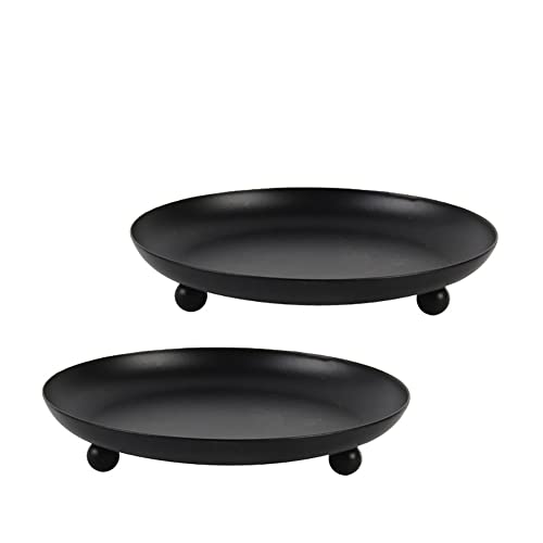 Alnicov 2 platos portavelas 4,4 pulgadas, pilastro candelabro, soporte velas cera conos incienso, decoración boda, fiesta casa, color negro