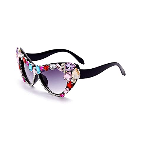 Willochra Oversized Diamond Sunglasses Women Rhinestone Cat Eye Sunglasses Vintage Men Bling Party Sunglasses Eyewear (C1) #TOP3