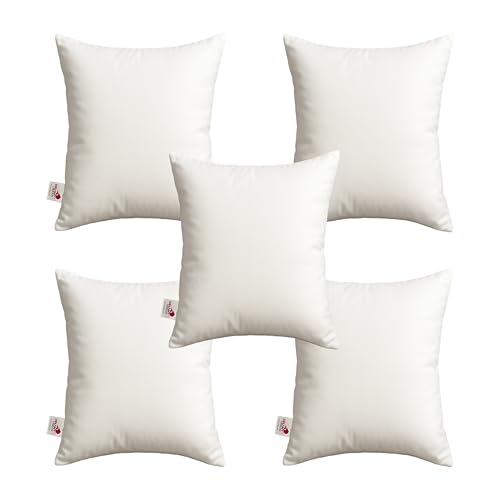 DREAMY URBAN Cushion Pads | Hollow Fiber Fill | Soft Microfiber Cover | Cushions for Sofa, Bed & Chairs | Durable & Fluffy | White Throw Pillow Inserts (Set of 5, 12 x 15 Inch (30x38 cm))