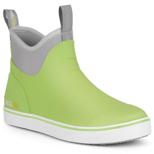 Image of Kalkal Women's Deck Boots, Waterproof Ankle Rain Boots Fishing Boots with High Traction, Women's Rubber Boots For Gardening Fishing Boating Camping