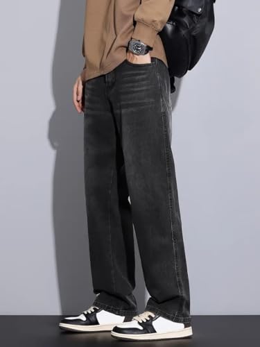 Image of GRECIILOOKS Men Jeans || Baggy Fit Jean's for Man || Loose Fit High Rise Denim || Stretchable Casual Wear Jean,s || Dance Rap Rapping Style Pant for Men || Denim Cotton Jeans