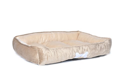 long rich Textiles Classic Solid Rectangle Dog and Pet Bed, Large, Tan/Taupe/Camel by Happycare Textiles