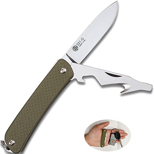 Image of Ruike Small Keychain Knife for Men,Women Gifts,5 in1 Multitool, 12C27 Steel,Mini EDC Tactical Folding Pocket Knives Camping Key Tool,Multifunction,Scissors,Screwdriver,Bottle Opener,Cute Outdoor Gear