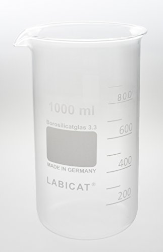Labicat-7213393 - Becherglas hohe, schmale Form mit Ausguss und Teilstriche, Borosilikatglas 3.3, (1000 mL, 1 St.) Cover