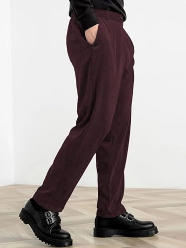 Image of KOTTY Men's Solid|Button|Straight|Regular fit|Corduroy Trousers|Pant for Men