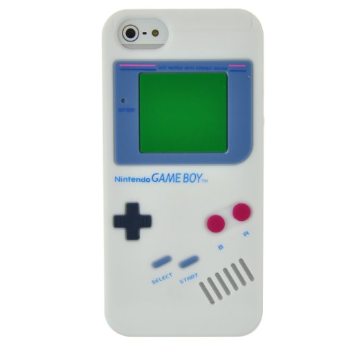 EarlyBirdSavings White Game Boy Style Silicone Soft Case Cover Skin for iPhone 5 5TH 5G