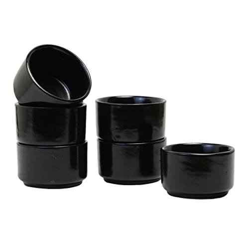 Image of Freakway Ceramic Dip Bowls (50 ml, Black, Set of 6) | Chutney Bowls | Ketchup Bowls|Chutney Bowls|Dip Bowls