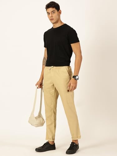 Image of Thomas Scott Men's | Solid | Light Weight | Breathable Fabric | 6 Pocket | Ankle Length | Mid Rise | Regular Fit | Linen | Elasticated with Drawstring | Chino Trouser | Pants