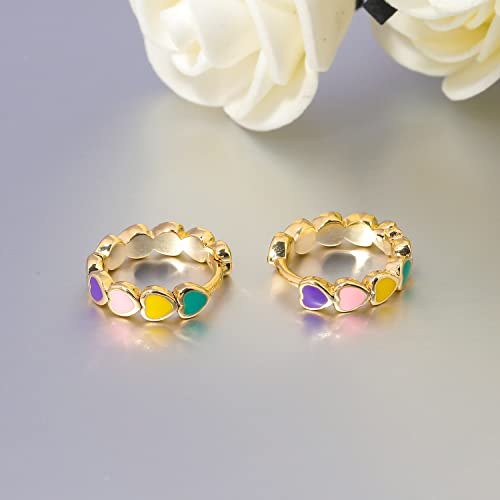 CiNily Heart Rainbow Enamel Small Hoop Earrings/Opal Sutd Earrings for Women Girls Sterling Silver Plated Cute Jewelry Gift4