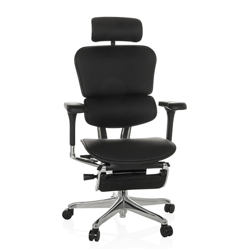 hjh OFFICE Leder Chefsessel mit Fußablage ERGOHUMAN Plus LEGPRO...