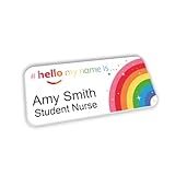 Rainbow Text Rainbow and Stars Logo Hello My Name is Name Badge 76 x 32 mm Doctor Student Doctor GP Healthcare Assistant Nurse Practitioner Clinical Medical