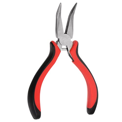 sourcing map Mini Bent Nose Pliers 5 Inch Toothless Curved Precision Plier with Plastic Handle for DIY Crafts Jewelry Making