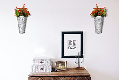 Monarch Abode 20511 Galvanized Metal Wall Planter (Set Of 2), Natural Finish #TOP2