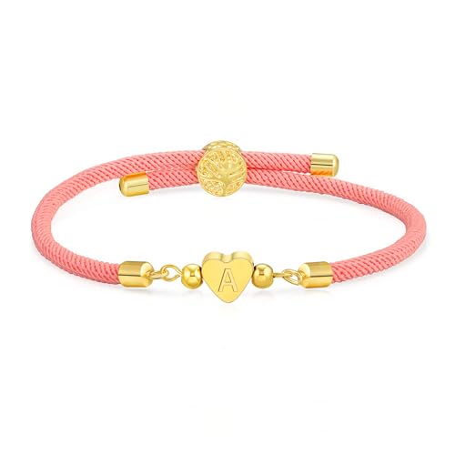 WEDDINEN Initial Bracelets A to Z Dainty Titanium Heart Love Letter Bracelets for Girls,Charm Handmade Braided Name Bracelet Women Trendy Jewelry Birthday Gift for Teen Girls