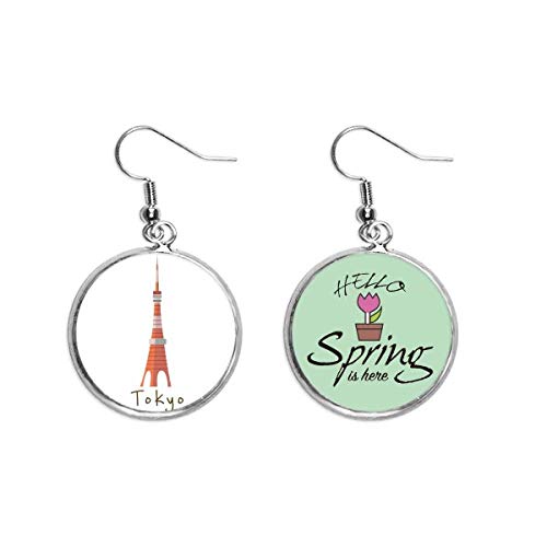 Pendientes de primavera con colgante de torre de Tokio para paseos