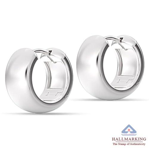 Image of TRUESILVER ACPL 925 Sterling Silver Hoop Earrings | Huggie Hoop Earrings for Women & Men | Classic Everyday Unisex Fashion Jewelry