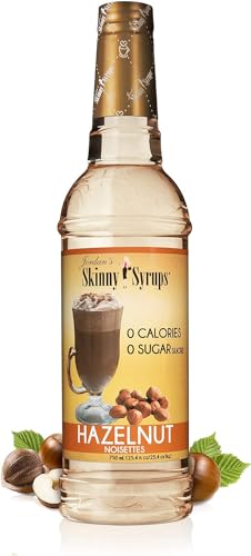Jordan's Skinny Syrups Hazelnut Sugar Free Coffee Syrup | Keto-Friendly | Gluten-Free | for Coffee, Tea, and Cocktails | 0 Calories | 0 Sugar | 0 Carbs | 750ml Bottle