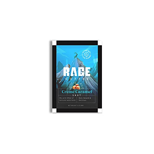 Image of RAGE COFFEE - Instant Creme Caramel Flavoured Sachets | 100% Arabica Beans | Black, Hot or Cold | 400 Gm - Pack of 40