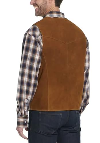 Men's 5-Button Suede Suit Vest Retro Classic Western Cowboy Faux Leather Waistcoat2