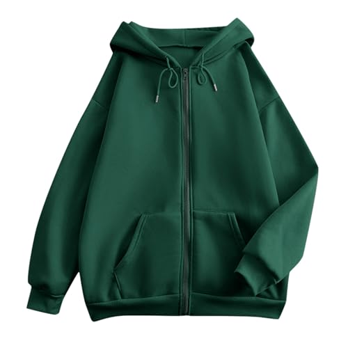 OIOLOYJM Zipper Hoodies for Women Long Sleeve Oversized Sweatshirts Y2k Drawstring Soft Jacket 2025 Fall Fashion with Pockets