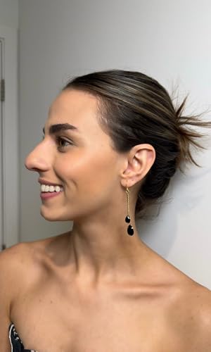 Green/Blue/Black/Red CZ Drop Earrings for Women Rose Gold Plated Long Dangle Chain Earring Elegant Trendy Jewelry4