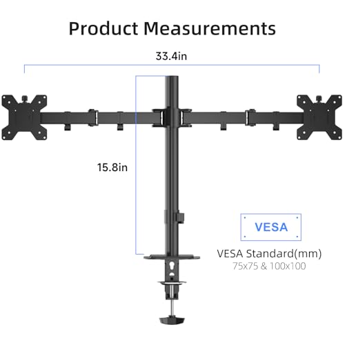 Suptek Dual Monitor Arm Desk Mount,Ultrawide Dual Monitor Arm for 2 Monitor Screens up to 38 inches and Max 22lbs Each,Extra Tall 15.75" Pole Fully Adjustable Monitor Stand for Desk,Black(MD9442MB) by suptek - Image 5