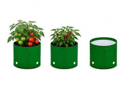 Image of Grow Bags for Terrace Gardening, Premium HDPE Green-Orange Large Planters for Fruit Trees, Vegetables, Flowers & Home Garden Pack of 3(8x8)