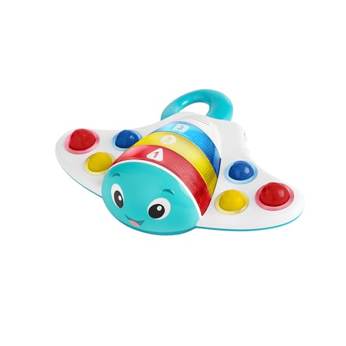 Baby Einstein, Ocean Explorers, Pop and Explore Mantarraya Popper juguete sensorial y musical, a partir de 6 meses