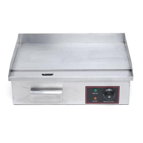 Electric Hot Plate Grill?Commercial Electric Countertop Grill Flat Top Grill Hot Plate Grill, 110v 3000w Adjustable Thermostat Control, Stainless Steel Restaurant Grill Stainless Steel