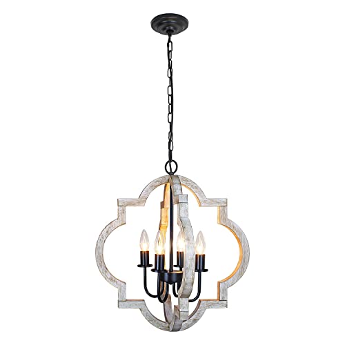 Jhlbyl Farmhouse Chandelier, 4-Light Farmhouse Light Fixtures For Dining Room, 19.49" Farmhouse Light Fixtures Ceiling, Rustic Chandeliers For Dining Room, Kitchen, Bedroom, Hallway, Entrance #TOP27