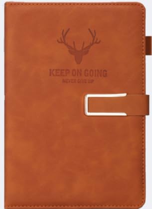 Vintage A5 Lined Journal Notebook, 120 Sheets 75g Ink-Proof Paper, Metal Buckle Closure Portable Leather Journal with Pen Loop for Work Study Travel Gifts, 145x210mm Brown image 3