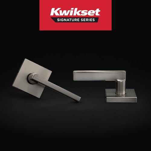 Image of Kwikset Halifax Interior Passage Door Handle, Lever For Closet and Hallway Doors, Reversible Non-Locking Handle Lever, Satin Nickel, with Microban Protection