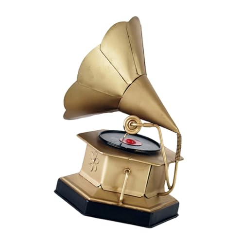 Repliche Grammofono In Metallo Antichone SCULPTURA VINTAGE SCULTTURA ORNINE DESCIO OFFICIO DECORS REGALO AGGIORNO A CASA HASTRADATO