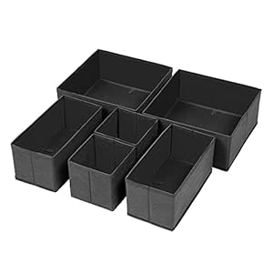 SONGMICS Opbergdoos voor lade, set van 6, ondergoed organizer, lade organizer, opvouwbare stoffen doos voor sokken…