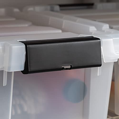 Iris Usa 3 Gallon Heavy-Duty Plastic Storage Bins, 6 Pack, Store-It-All Container Totes With Durable Lid And Secure Latching Buckles, Garage And Metal Rack Organizing, Pearl/ Black #TOP3