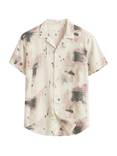 Image of Veirdo Poly Cotton Oversized Loose Baggy Fit Drop Shoulder Cool and Stylish Abstract Print Men Camp Collar Shirt