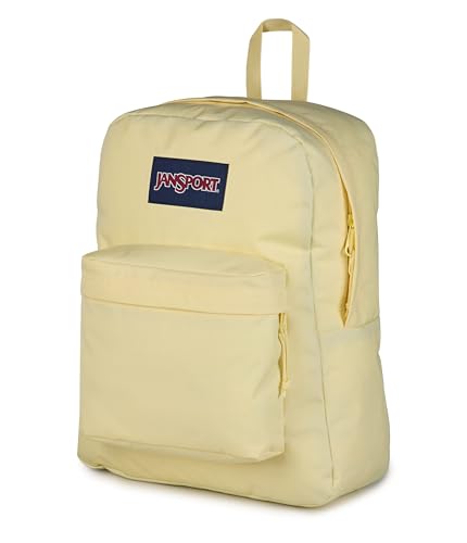 Image of JanSport SuperBreak Plus Backpack with Padded 15-inch Laptop Sleeve and Integrated Bottle Pocket - Spacious and Durable Daypack for Work and Travel, Lemon Ice