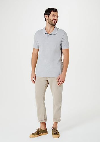Camisa Básica Masculina Polo Piquet Regular Cinza Claro XG