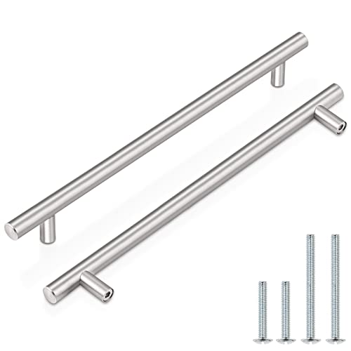 Image of Probrico 10 Pack 10 Inch Hole Centers Brushed Nickel Cabinet Pulls Stainless Steel T Bar Kitchen Cabinet Handles Drawer Dresser Pulls Kitchen Cabinet Hardware