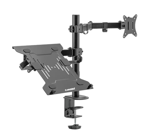 SUPORTE PARA MONITOR ATÉ 27' E NOTEBOOK ATÉ 15,6' - ESN-12 - EM AÇO - ARTICULADO - PRETO - EVOLUT