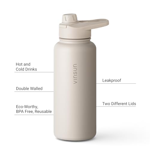 VINSUN Stainless Steel Water Bottle with Straw 750ml, Leakproof, BPA Free, Straw Lid, Drinking Opening - Image 3