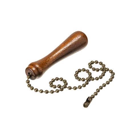 Image of lasenersm 2Pcs 12 inch Wooden Ceiling Fan Pull Chain Ceiling Fan Beaded Ball Pull Chain with Wooden Pendant Wooden Decorative Pendant Extension Chains for Ceiling Lighting Ceiling Fan, Walnut-Color