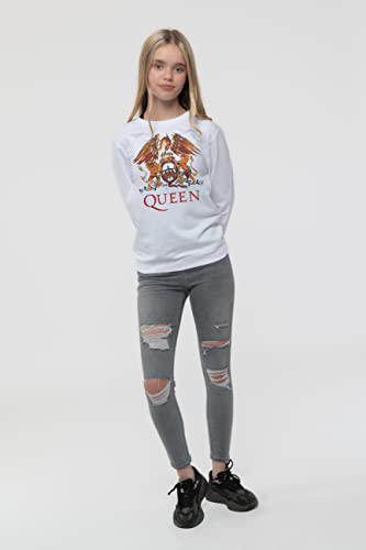 Queen Kids Sweatshirt Classic Crest Band Logo New Official White4