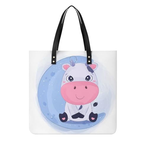 Tote bag vache adorable pour femmes : grand format voyage 39x39cm