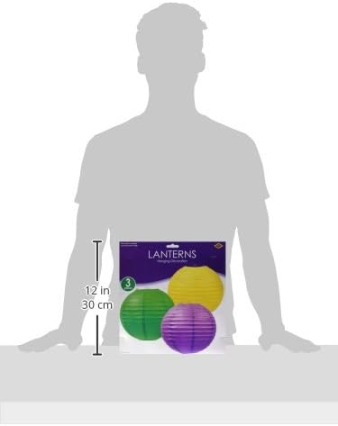 Miniatura 4 de Beistle Faroles de papel Mardi Gras, 3 unidades