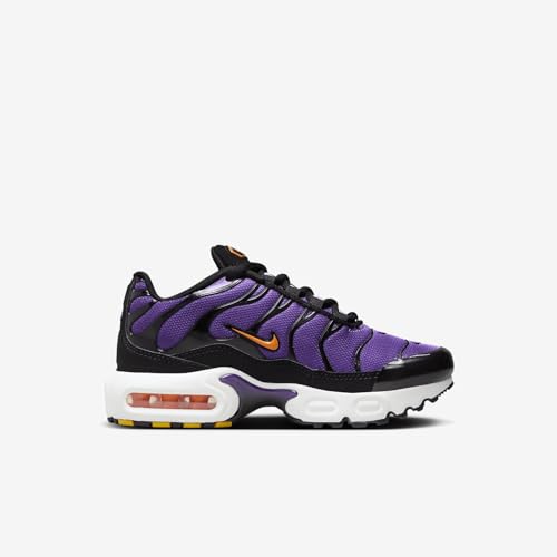 Nike Air Max Plus Little Kids' Shoes (CD0610-024, Black/Voltage Purple/Purple Agate/Total Orange) Size 23